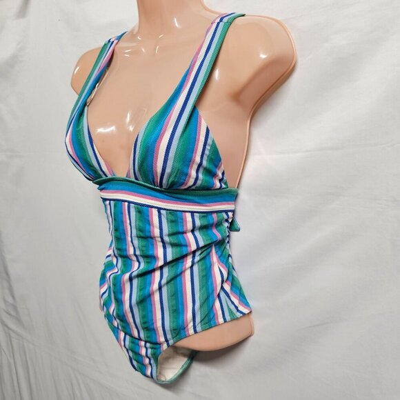 Sezane x Yse • Louise One Piece Swimsuit Striped Multicolor Women Size 2/6 - Picture 11 of 15